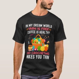 Camiseta Gracioso café Crochet Yarn que recoge crochet