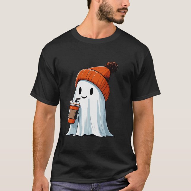 Camiseta Gracioso café fantasma Lover Pumpkin Latte Hallow (Anverso)