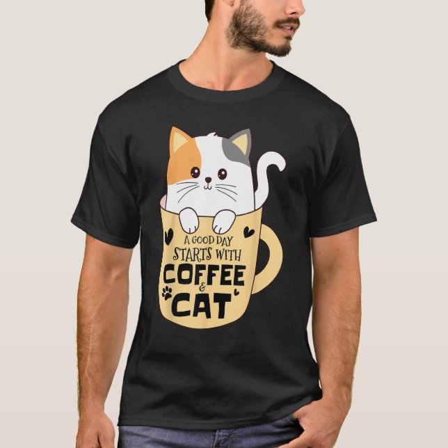 Camiseta Gracioso café gato Mug Cat Mom Dad Cat Aovers Co (Anverso)