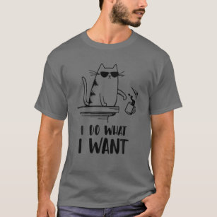 Camiseta Gracioso Café Gato Rebelde Hago Lo Que Quiero Kitt