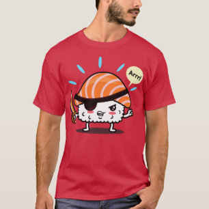 Camiseta Gracioso café Kawaii original pirata sushi japonés