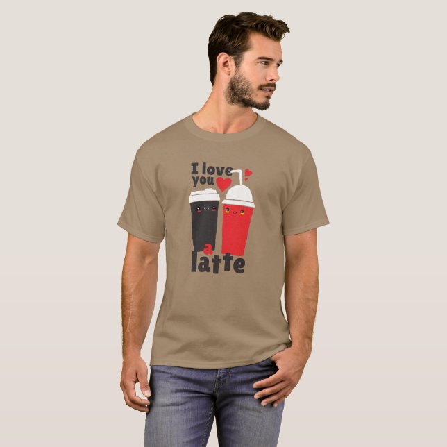 Camiseta Gracioso café latte Lover Te ama Kawaii Graphics (Anverso completo)