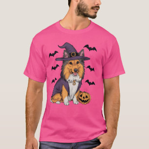 Camiseta Gracioso calabaza de bruja traje de bruja Sheltie 