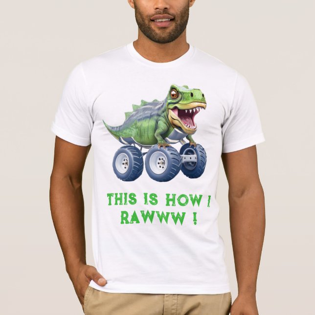Camiseta Gracioso camión monstruo de dinosaurios (Anverso)