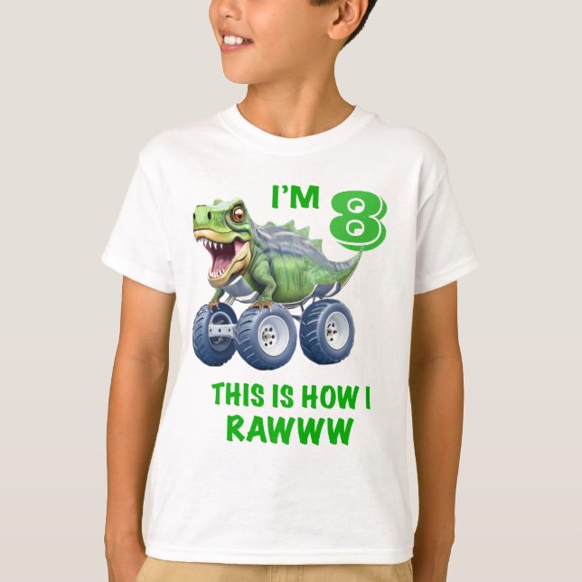 Camiseta Gracioso camión monstruo de los dinosaurios T rex (Anverso)