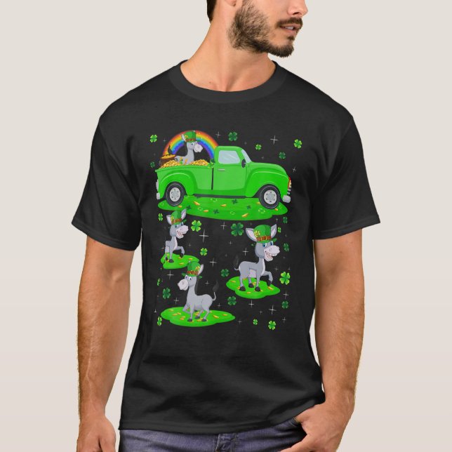 Camiseta Gracioso Camión Verde Leprechaun Gorra Mule St. Pa (Anverso)