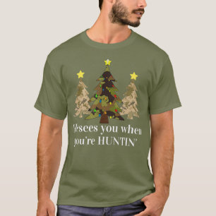 Camiseta Gracioso Camo Árbol de Navidad Caza Ropa Hombres