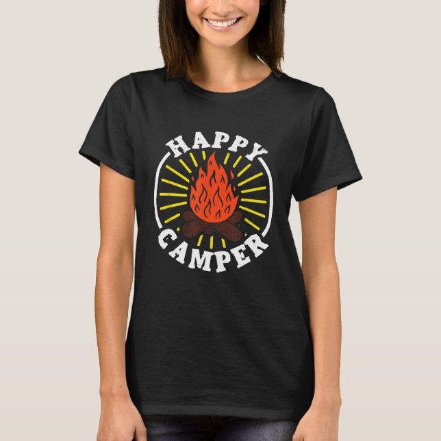 Camiseta Gracioso Camper T Happy Camping Lover Campfire (Anverso)