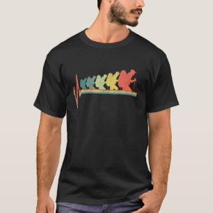 Camiseta Gracioso Camping Trekking Senderismo Heartbeat Ret
