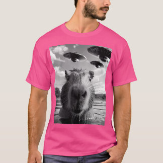 Camiseta Gracioso Capybara Selfie Con Alien Ufos