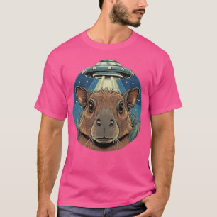 Camiseta Gracioso Capybara Selfie Con Ufos Raro