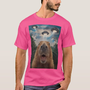 Camiseta Gracioso Capybara Selfie Ufo Humor Extranjero Impr