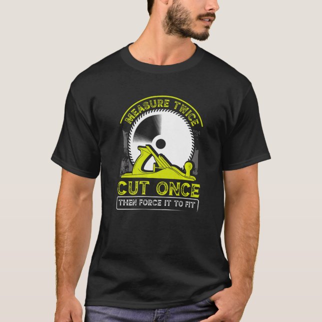 Camiseta Gracioso Carpintero de papá de madera medida dos v (Anverso)