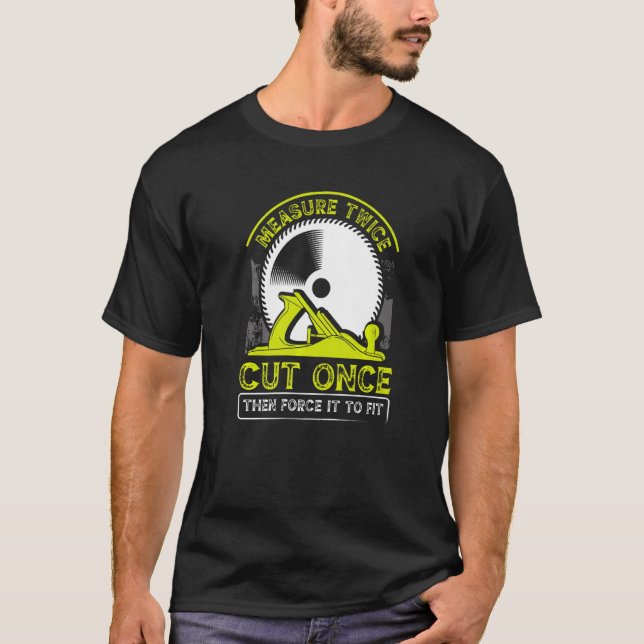 Camiseta Gracioso Carpintero de papá de madera medida dos v (Anverso)