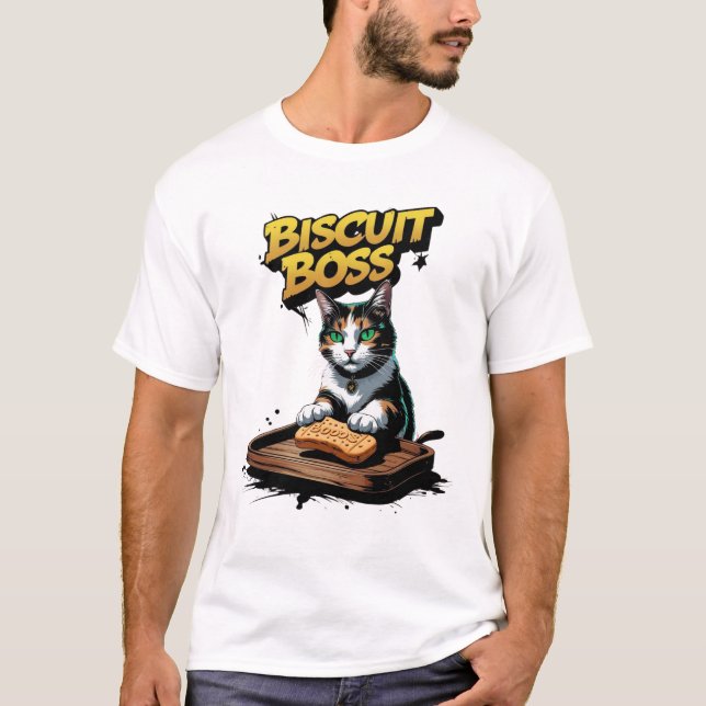 Camiseta Gracioso Cat Bakery Biscuit Boss (Anverso)