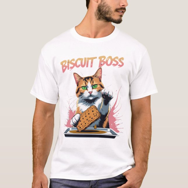 Camiseta Gracioso Cat Bakery Biscuit Boss (Anverso)
