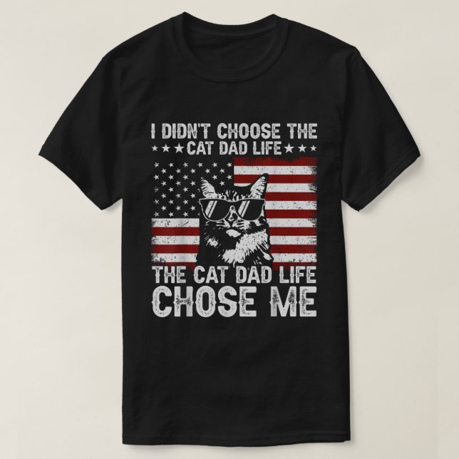 Camiseta Gracioso Cat Dad Life Patriotic USA Cat Shirt (Diseño del anverso)