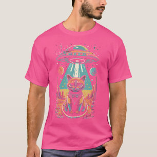 Camiseta Gracioso Cat Galaxy Ca Spaceship Alien Cat Ufo