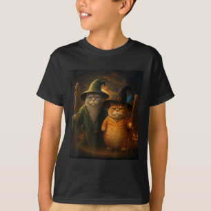 Camiseta Gracioso Cat Halloween Cat Meme Wizard Cat Weird C