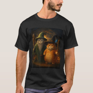 Camiseta Gracioso Cat Halloween Cat Meme Wizard Cat Weird C