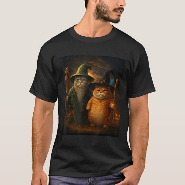 Camiseta Gracioso Cat Halloween Cat Meme Wizard Cat Weird C (Anverso)