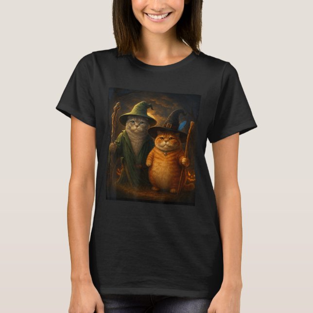 Camiseta Gracioso Cat Halloween Cat Meme Wizard Cat Weird C (Anverso)