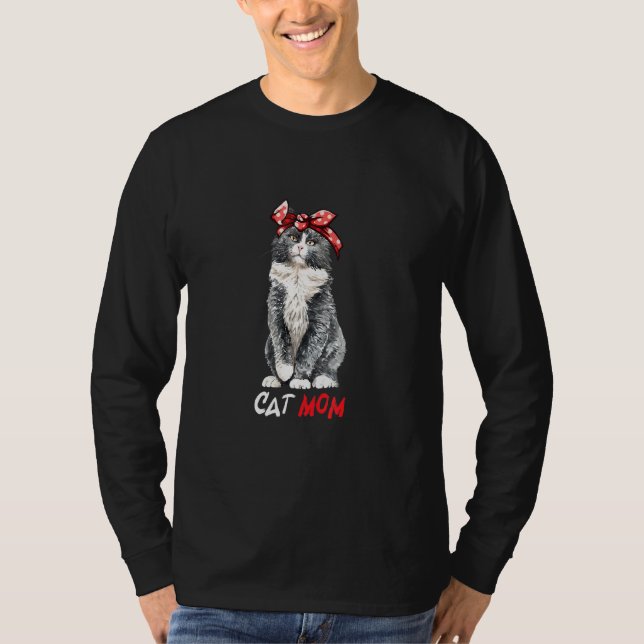 Camiseta Gracioso Cat Mom (Anverso)