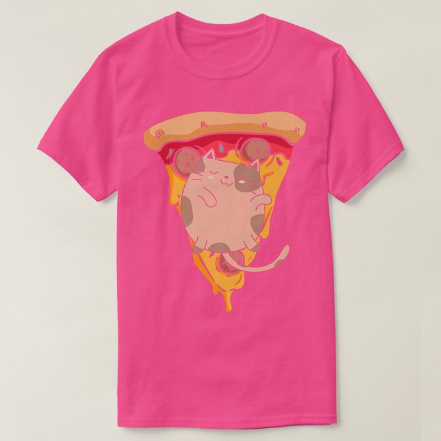 Camiseta Gracioso Cat Pizza  (Diseño del anverso)