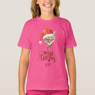 Camiseta Gracioso Cat Santa Winter Feliz Navidad