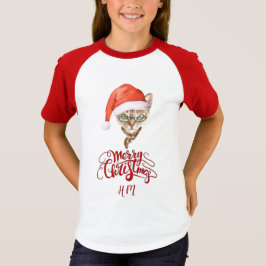 Camiseta Gracioso Cat Santa Winter Feliz Navidad