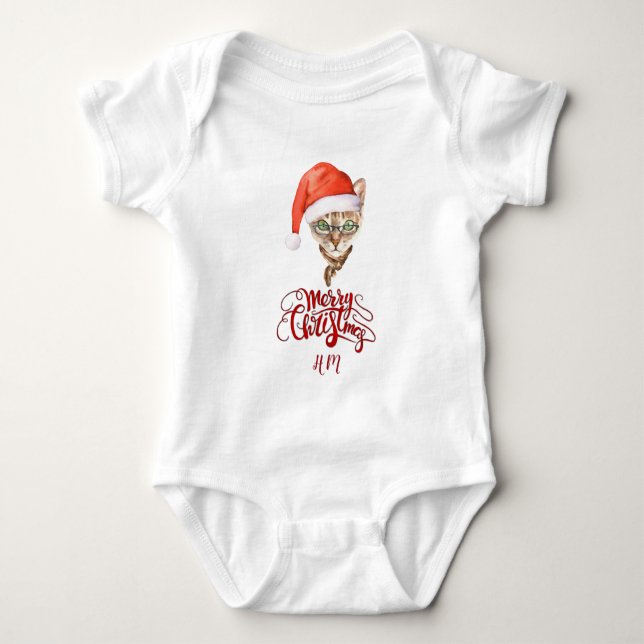Camiseta Gracioso Cat Santa Winter Feliz Navidad (Anverso)