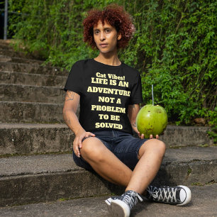 Camiseta Gracioso Cat Simple Cita Moderna Personalizada Neg