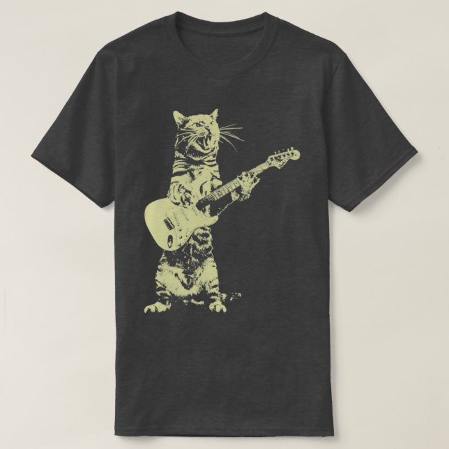 Camiseta Gracioso CAt tocando guitarra (Diseño del anverso)