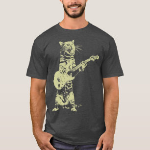 Camiseta Gracioso CAt tocando guitarra