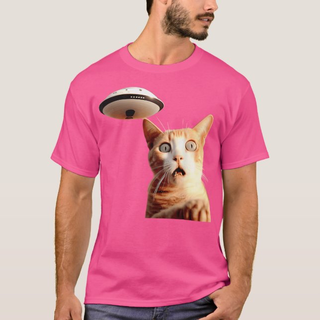 Camiseta Gracioso Cat Ufo Selfie (Anverso)