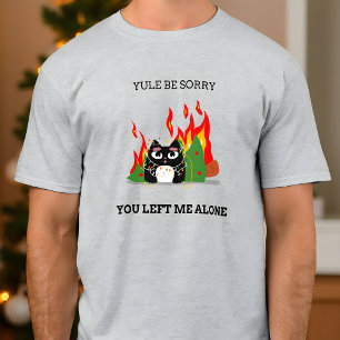 Camiseta Gracioso Cat Yule Be Sorry Navidades