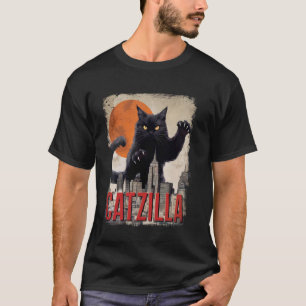 Camiseta Gracioso Catzilla Cat Regalos De Gatos Japoneses D