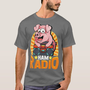 Camiseta Gracioso Cerdo De Radio Ham En Boombox Radio Opera