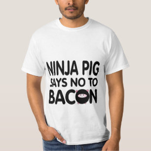 Camiseta Gracioso cerdo Ninja dice no a Bacon