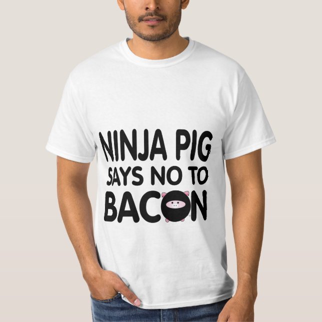 Camiseta Gracioso cerdo Ninja dice no a Bacon (Anverso)