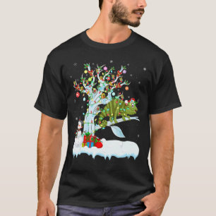 Camiseta Gracioso Chameleon Xmas Árbol iluminando Santa Cha