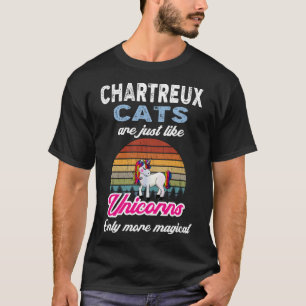 Camiseta Gracioso Chartreux Cats Diseño Retro Unicornio Vin