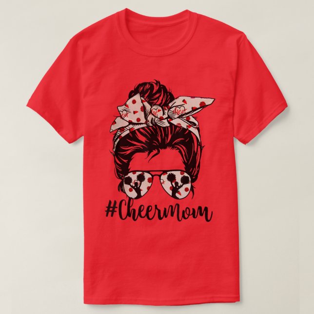Camiseta Gracioso Cheer Mom Messy Bun Glassessment Lover Mo (Diseño del anverso)