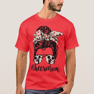 Camiseta Gracioso Cheer Mom Messy Bun Glassessment Lover Mo