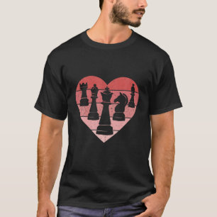 Camiseta Gracioso Chess Love Retro Heart Chess Club Lover C
