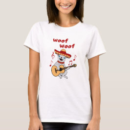 Camiseta Gracioso Chihuahua tocando guitarra. Perro Cute