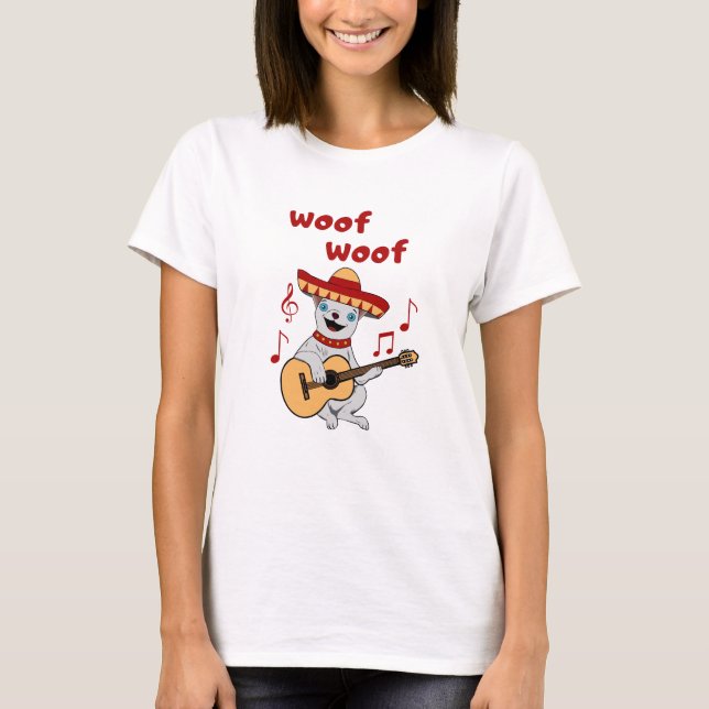 Camiseta Gracioso Chihuahua tocando guitarra. Perro Cute (Anverso)