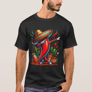 Camiseta Gracioso Chili Dabbing Hot Pepper Sombrero Cinco D