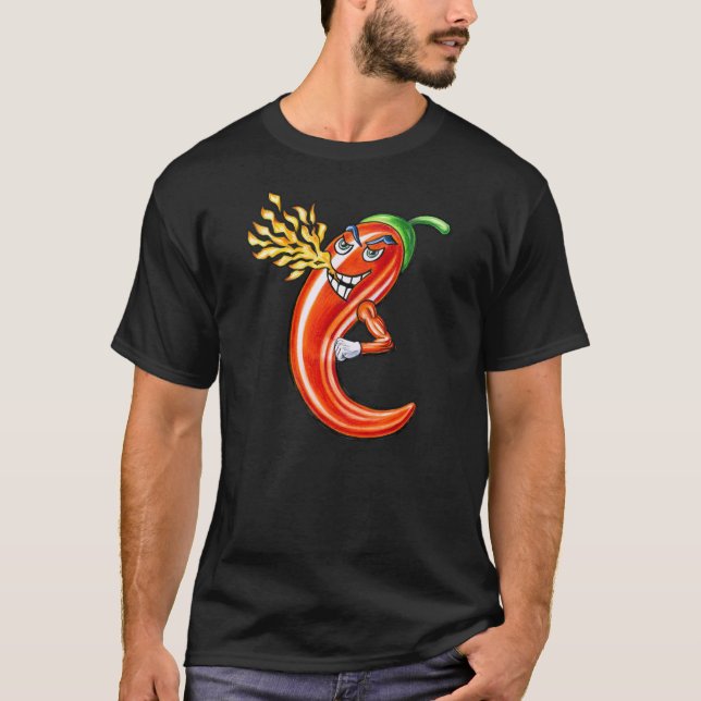 Camiseta Gracioso Chili picante En Fuego (Anverso)