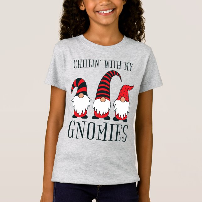Camiseta Gracioso Chillin' Con Mis Navidades De Gnomies Pun (Anverso)